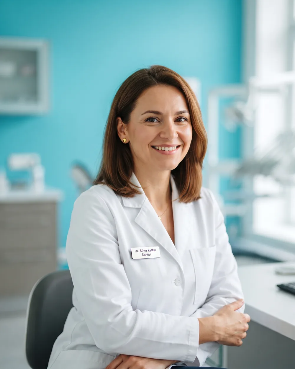 Dr. Alina Kettler im weißen Kittel